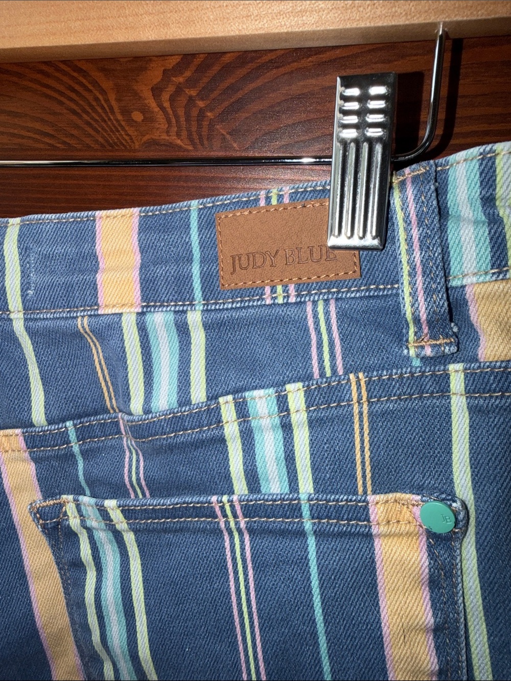 Judy Blue High Rise Frayed-Hem Striped Shorts - Lake Life - Picture 6 of 7